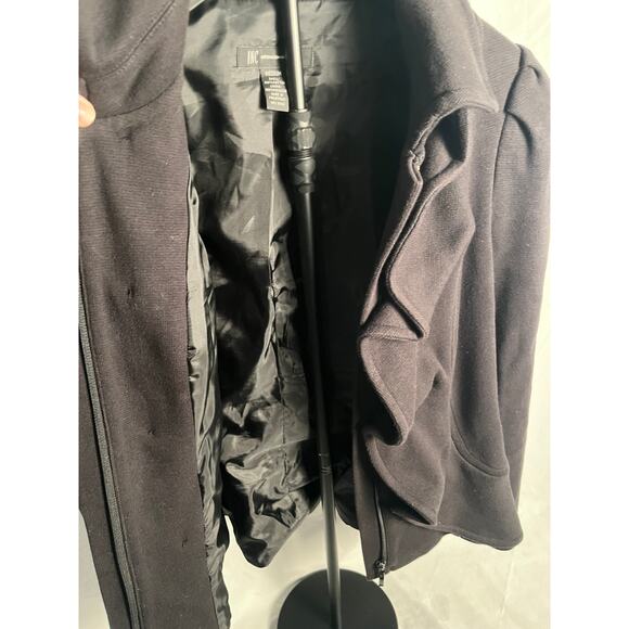INC International Concepts Ruffle Front Jacket Medium Black Cotton Blend - Picture 5 of 8
